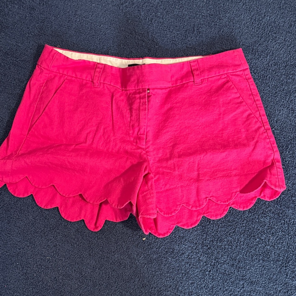 J. Crew High Waist Pink Scalloped Shorts size 10, #633